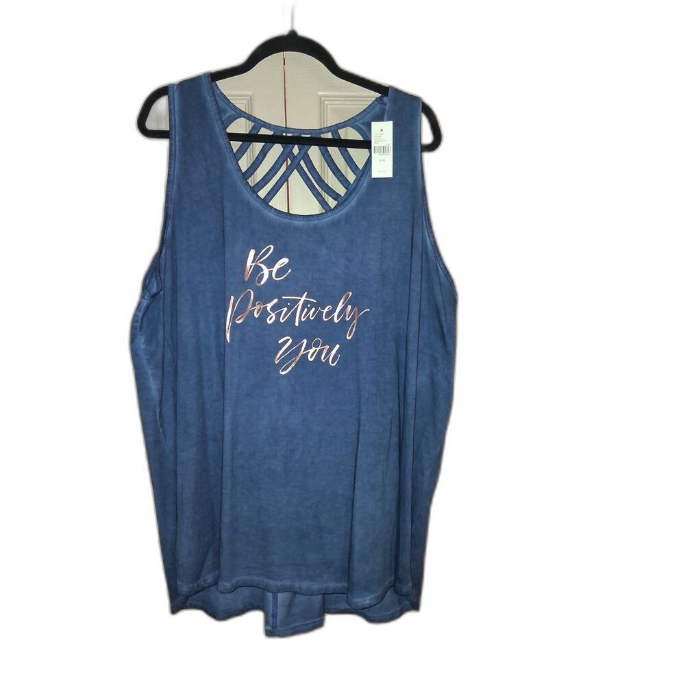 Lane Bryant 22/24 2XL NWT Be positively you blue top plus size curvy woman
